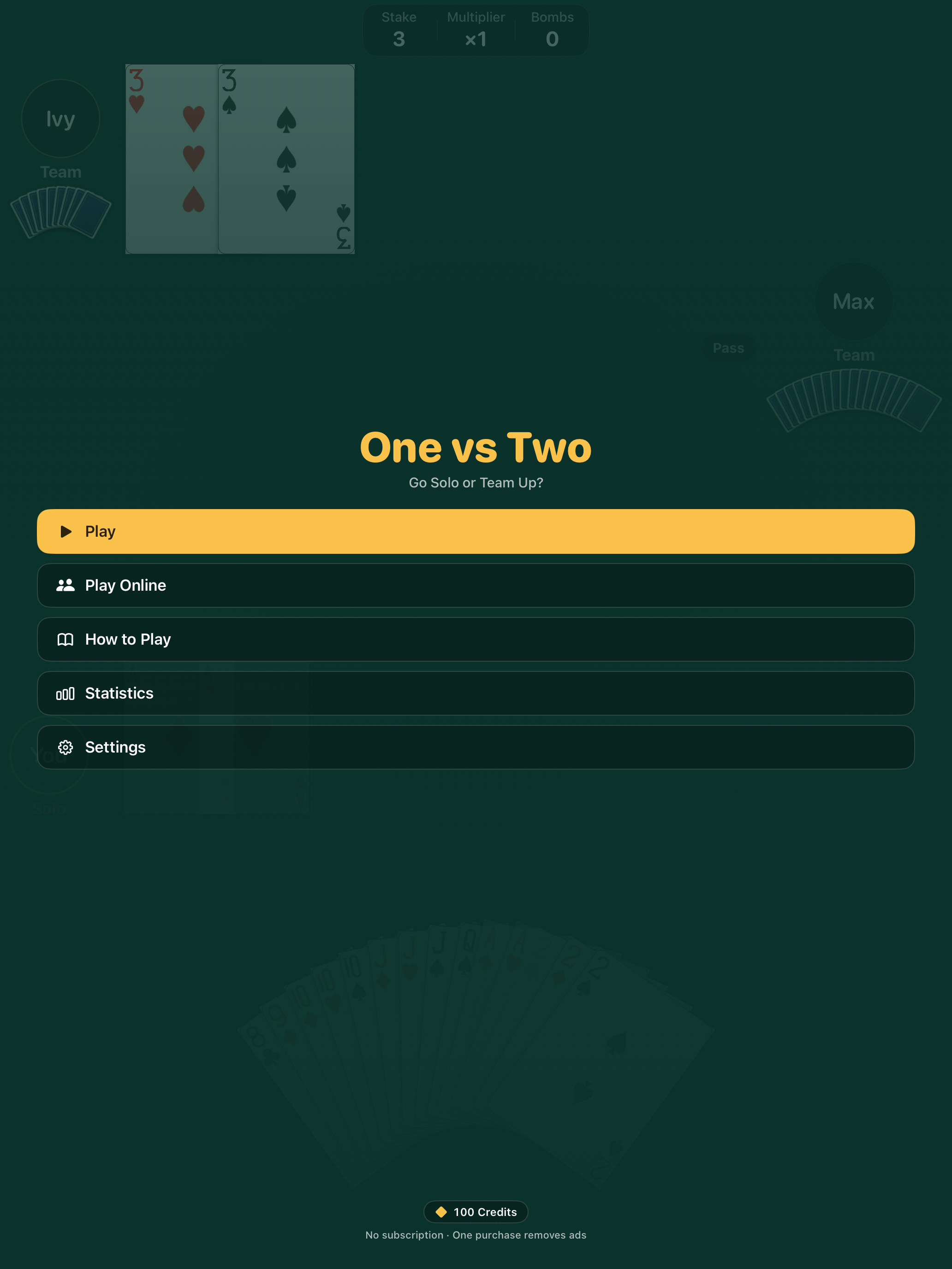 One vs Two main menu on iPad
