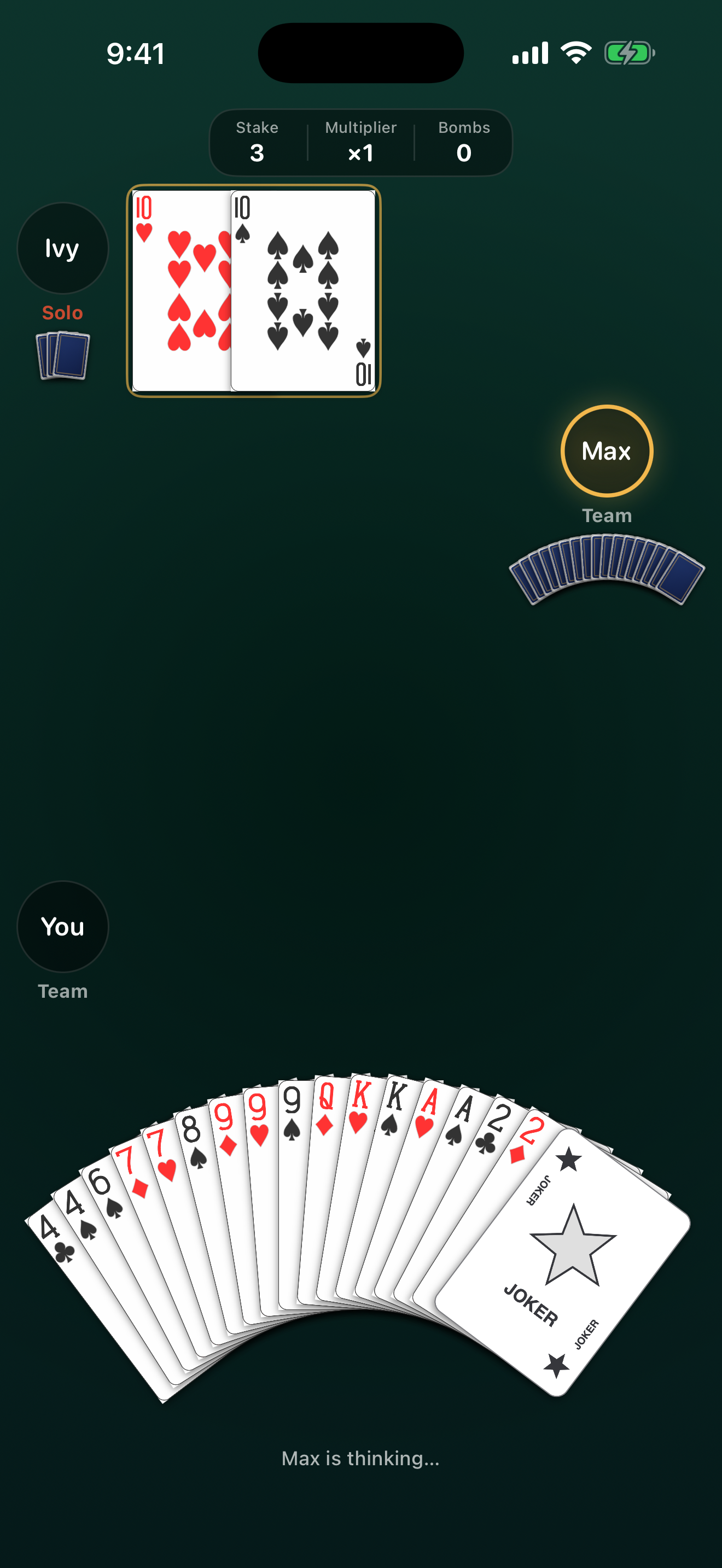 A round of One vs Two mid-play on iPhone