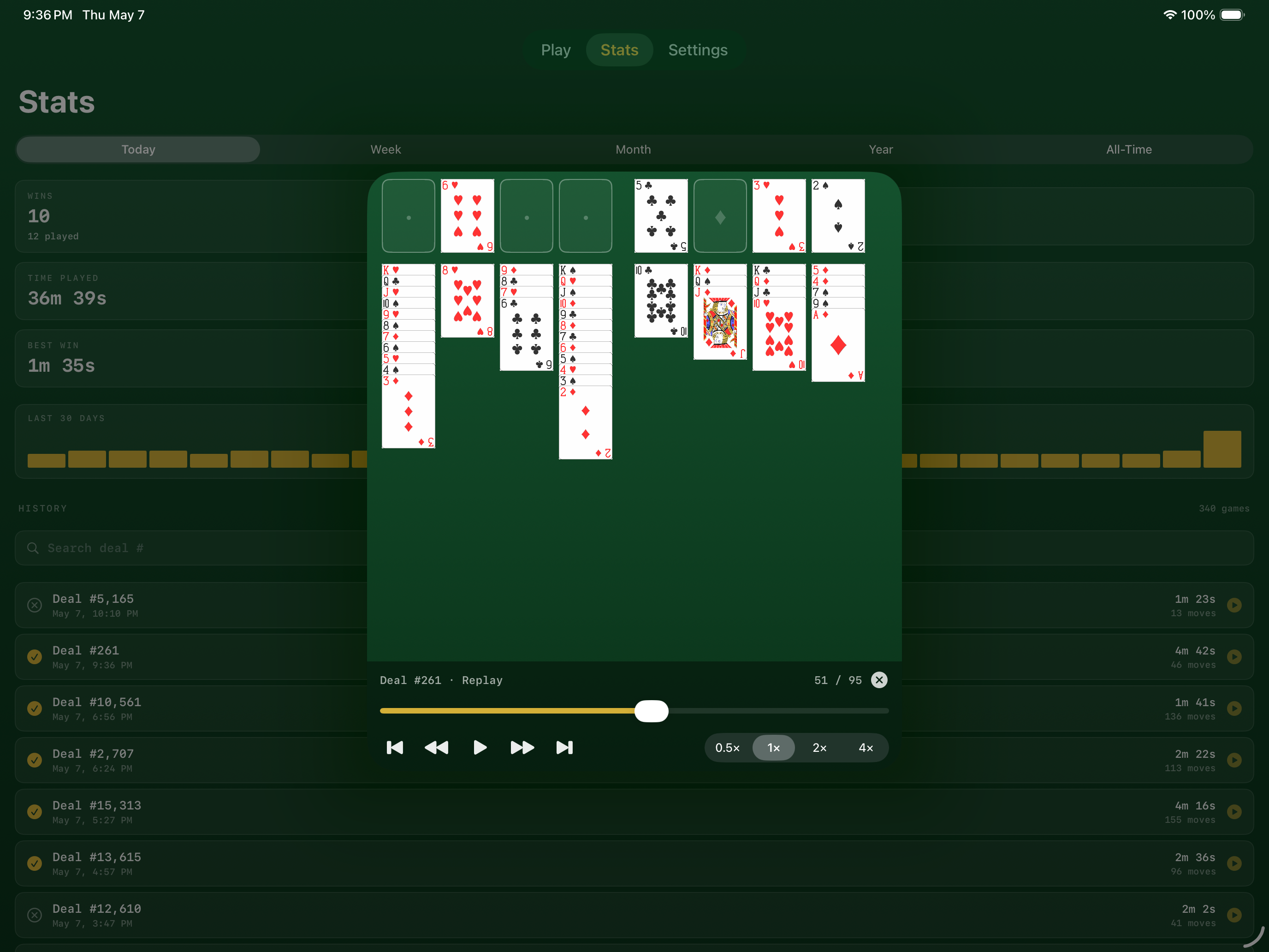 Replay screen on iPad