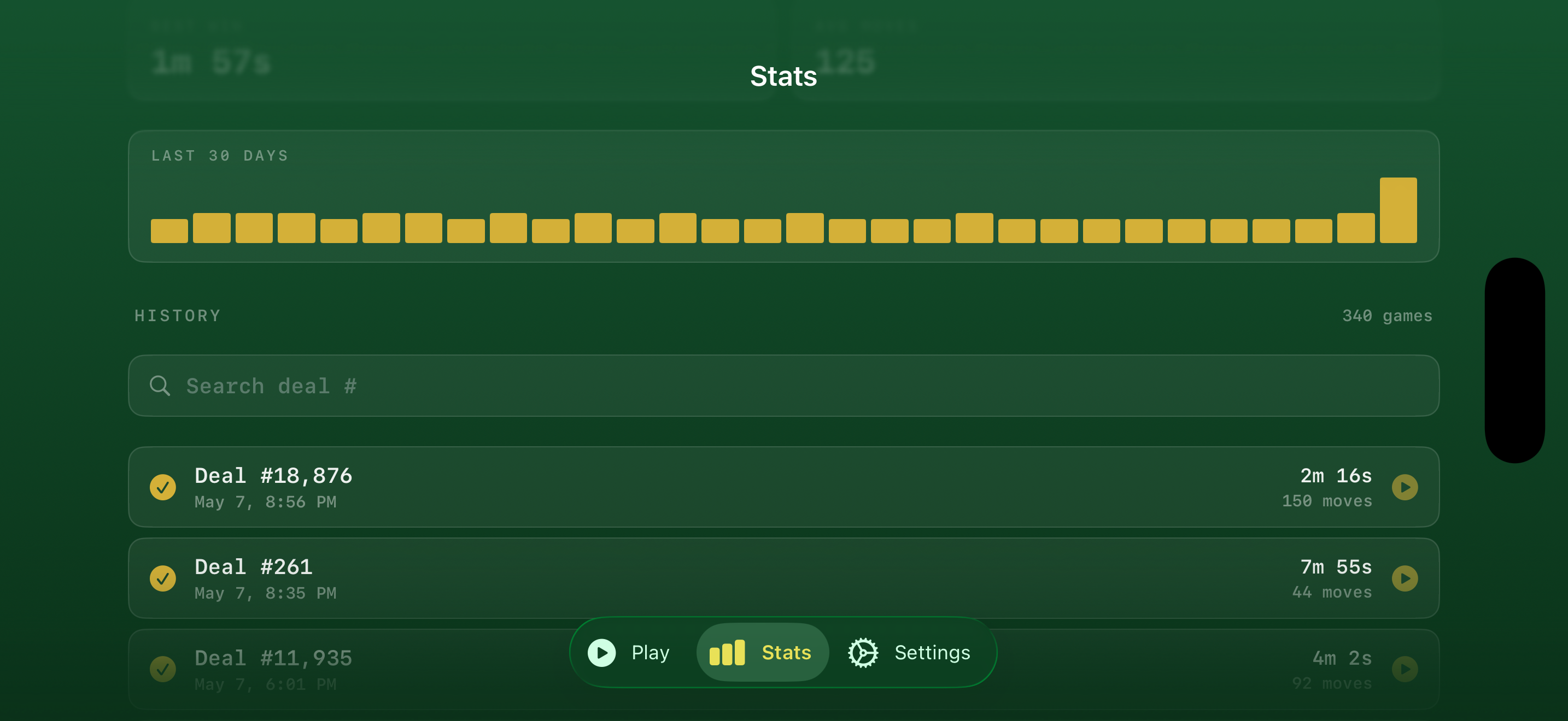 Stats history on iPhone