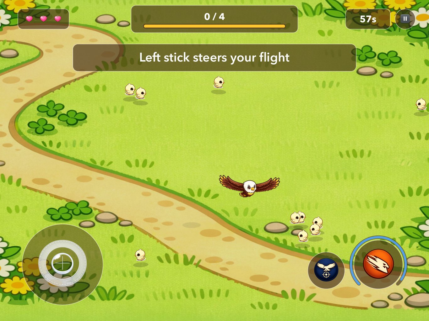 The eagle diving toward chicks on the first level, iPad