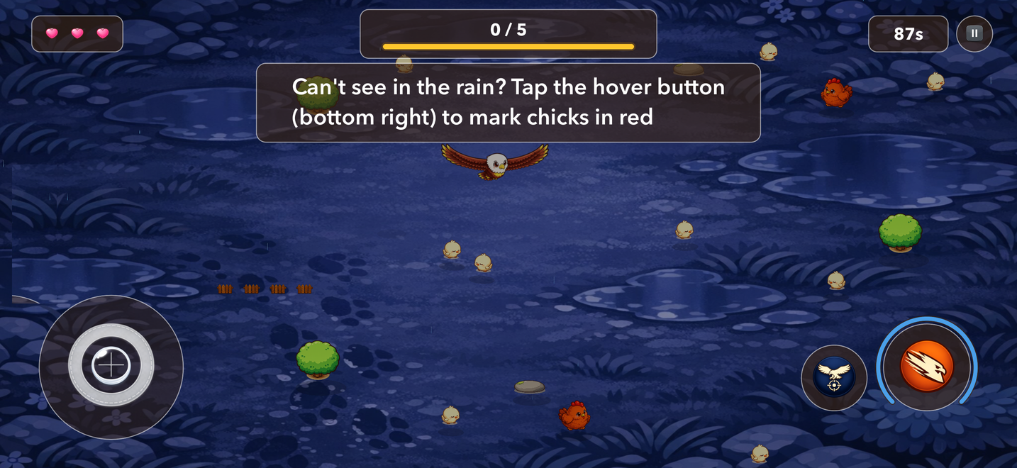 Stormy night level with hover hint, iPhone