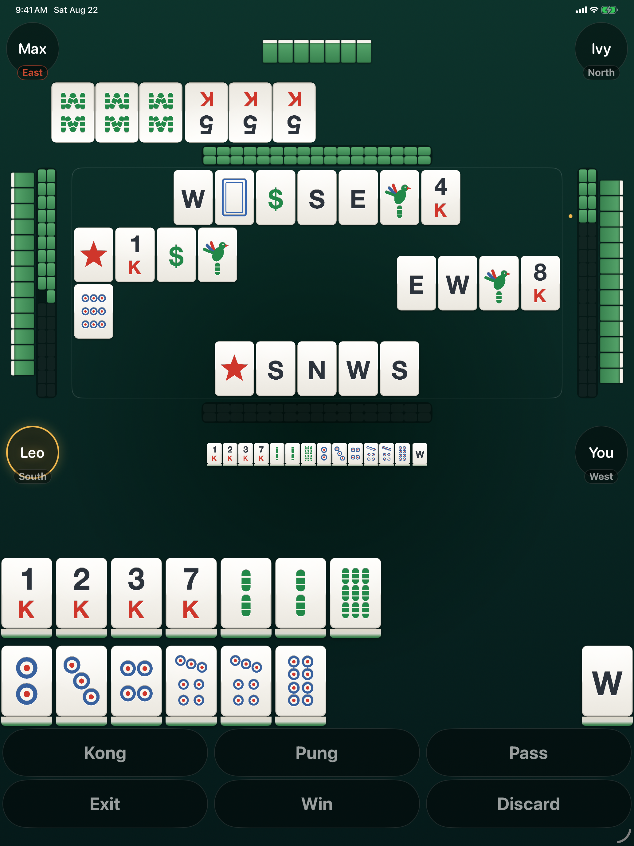 A round of Mahjong Four mid-play on iPad